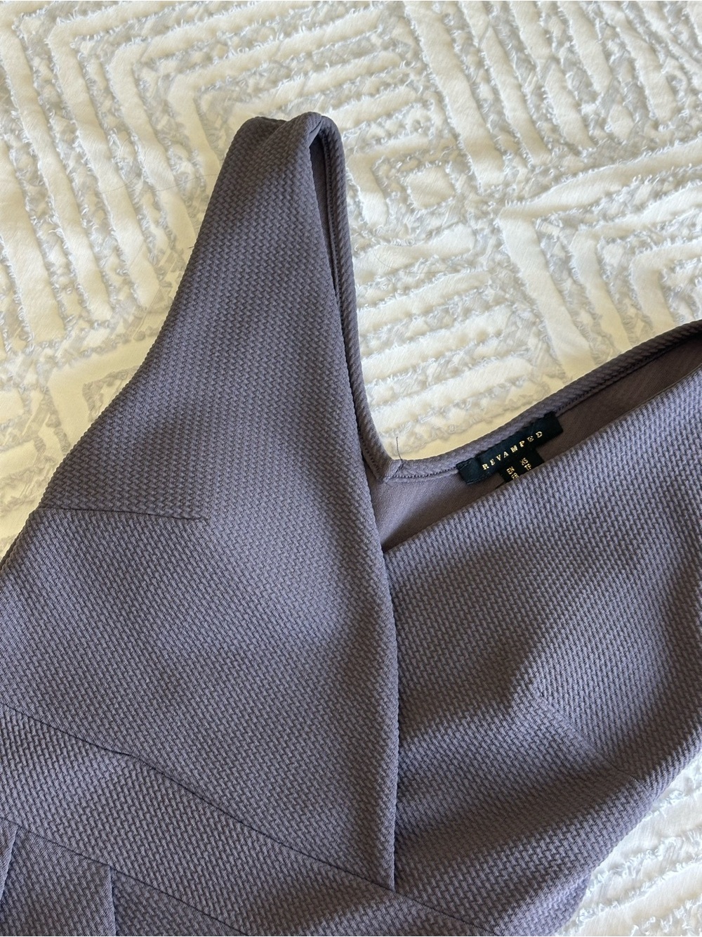 Textured V-Neck Mini Dress - Picture 2 of 5
